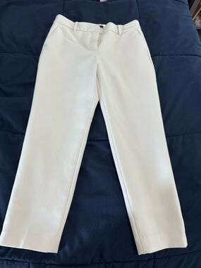 Cream Straight-Leg Dress Pants